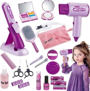 Hair Salon Toys for Girls, Pretend Play Kids Makeup Kit with Realistic... - Picture 1 of 7