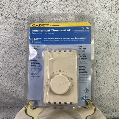 CADET Honeywell Mechanical Thermostat T410B Double Pole White 120 208 240 volts - Image 1 of 4