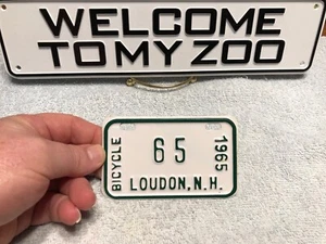 Loudon NH Bicycle License Plate Tag 1965 Rare Topper New Hampshire 65 NOS - Picture 1 of 3