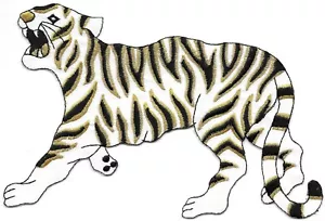 7" Large Metallic Gold Black White Jungle Safari Tiger Embroidered Patch - Picture 1 of 1