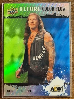 2022 AEW Chris Jericho Green Blue Colorflow /299 ALLURE Trading Card #86343 - Image 1 of 2