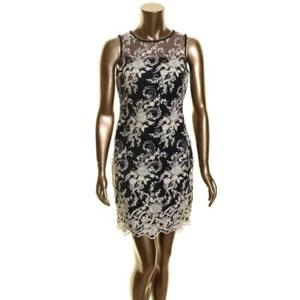 LAUREN RALPH LAUREN NUOVO Abito donna in guaina ricamato floreale metallizzato 2 TEDO - Foto 1 di 2