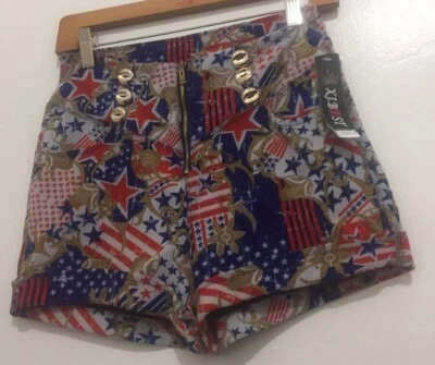 Pantalones Cortos Bandera Elastizados Sin Marca para Mujer Rojo/Blanco/Beige/Azul Talla L/XL NUEVOS CON ETIQUETAS Foto 1 de 4