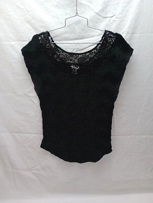 Camiseta sin mangas Nicola negra con volantes para mujer camisa elástica XL informal linda bonita Foto 1 de 4