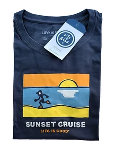 Life Is Good SS Shirt Vintage Crusher Tee SUNSET CRUISE Beach Chest48in Mens L - Picture 1 of 7