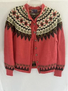 Sundt of Bergen Sweater Womens Small Handstrikket Norge Wool Cardigan Vintage - Picture 1 of 6