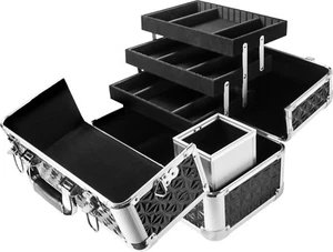 Cheri Bliss Black Jewelry Cosmetic Case Key Lock & 3 Tier Trays CC-200 BF11984 - Picture 1 of 3