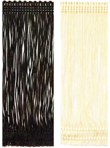 18 inch Rayon Chainette Fringe Trim By the yard in Black or Ivory Color - Picture 1 of 3