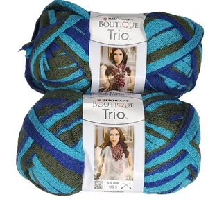 Red Heart Boutique Trio Ribbon YARN 3.5 Oz Ea 2 Skeins AEGEAN - Picture 1 of 2