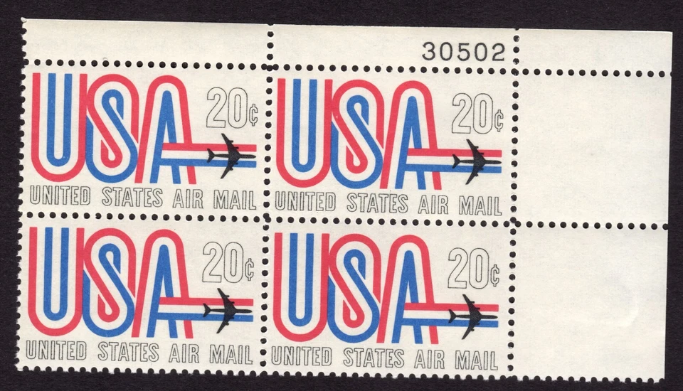 Scott #c75 USA Jet Airmail Plate Block of 4 Stamps - MNH P#30592 UR - Image 1 of 1