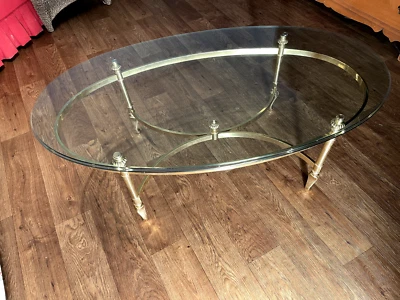 Glass coffee table 48" oval - Image 1 of 4
