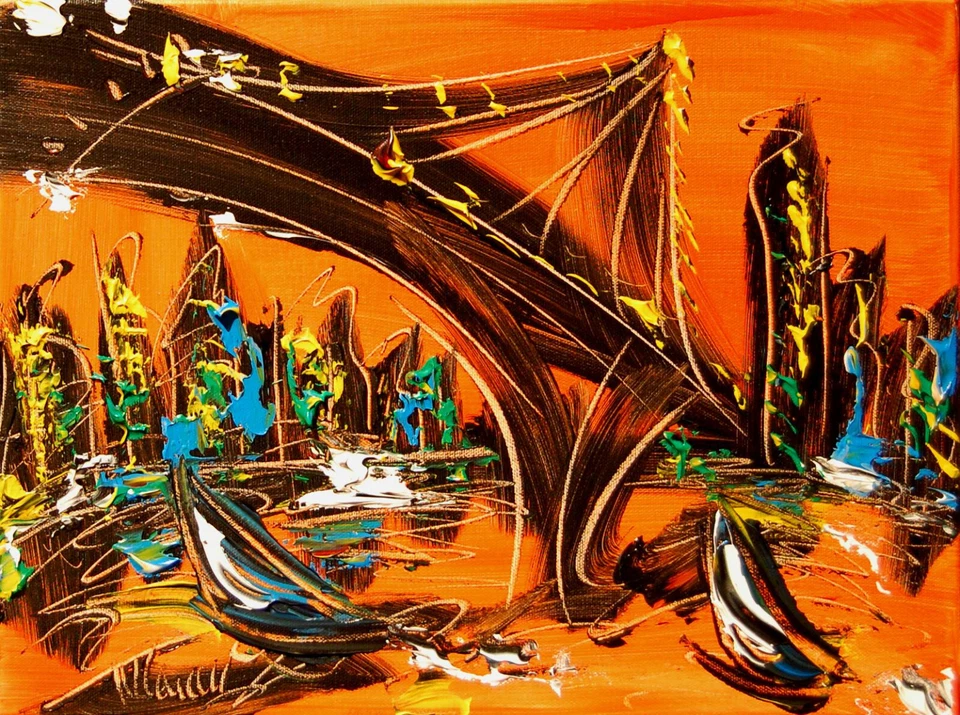 Pintura al óleo original CITYSCAPE NYC por Artist Studio arte directo 7T4Ff7 Foto 1 de 1