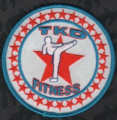👀😜😍👌  TKD Fitness Patch  3-1/2"   Martial Arts   LT. Blue Border - Image 1 of 2
