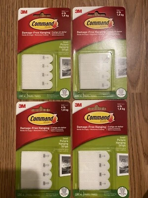 (4) Paquetes de tiras colgantes de cuadros pequeños Command 3M 17202ES ~ Nuevo en paquetes Foto 1 de 4