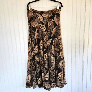 JONES NEW YORK Leopard Abstract Print 100% Silk Classic Midi Skirt 12 - Picture 1 of 7
