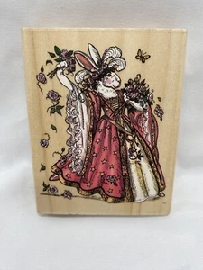 PSX K-7107 Pamela Silin Palmer - Royal Rabbit Roses - Rubber Stamp 1999 NEW - Picture 1 of 4