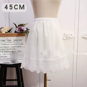 Women Underskirt Cotton Lace Embroidered Half Slip Petticoat Waist Slip White - Picture 1 of 10