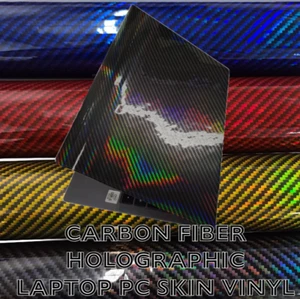 Gloss Carbon Fiber Holographic Laptop Skin PC Tower Universal Vinyl Wrap Sticker - Picture 1 of 13