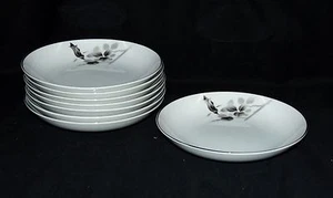 8 Fukagawa ARITA PRINCESS/BLACK ROSE w/SILVER TRIM *7 1/2" FLAT SOUP BOWLS* - Picture 1 of 2