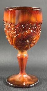 Boyd's Crystal Art Glass BUZZ SAW WINE GOBLET GLASS #10 CHOCOLATE 2-29-80 NOS - Picture 1 of 4