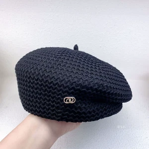 Women Summer Cap Crochet Beret Hats Soft Slouchy Beret Sun Cap Chic Cutout Beret - Picture 1 of 12