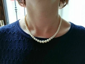 Necklace of Pearl cultured in 18k Yellow Gold Jewelry with 750 Handmade Italy  - Picture 1 of 4