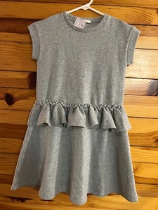 NWT Crewcuts Gray Ruffled Sweatshirt Dress Girls Short Sleeve Size 8 - Picture 1 of 1