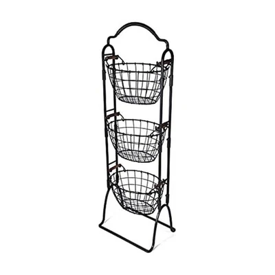 5184916 Harbor Adjustable 3-Tier Metal Floor Standing Fruit/Home Storage Bask... - Image 1 of 4
