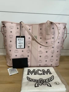Authentic MCM Liz Shopper Medium Tote Bag Reversible in Pink Leather - Picture 1 of 22