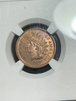 NGC PR64BN 1867 INDIAN HEAD CENT TOUGH BETTER DATE PROOF VERY NICE COLOR - Image 1 of 3