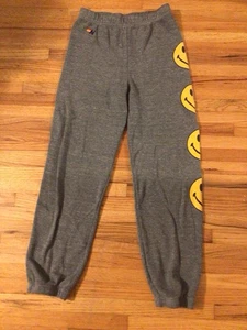 Aviator Nation Kids Gray Smiley Happy Face Sweatpants Size 14 - Picture 1 of 11