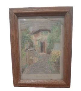 A Wallace Nutming signierter Druck 6 x 8 Kopfsteinpflaster Cottage Hütte Kern Kunst - Bild 1 von 3