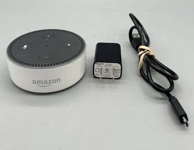 Amazon Echo Dot White (2nd Gen) Smart Speaker RS03QR with Power Cable - Image 1 of 4