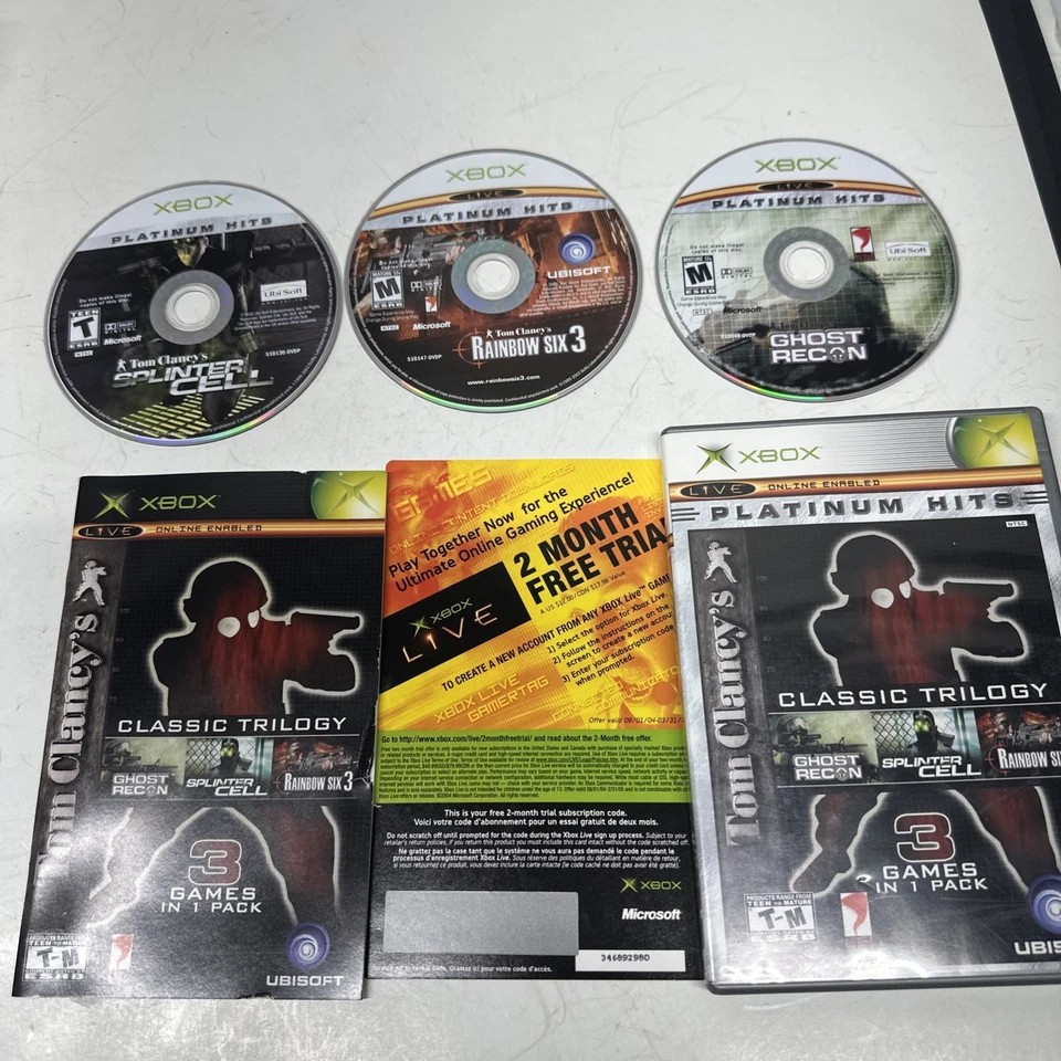 Original Xbox Tom Clancy’s Classic Trilogy Platinum Hits - CIB - Image 1 of 4