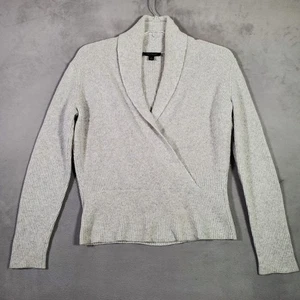 Suéter Ann Taylor Cashmere Para Mujer S Gris Imitación Envoltura Pullover Preppy Silencioso Lujo - Imagen 1 de 7
