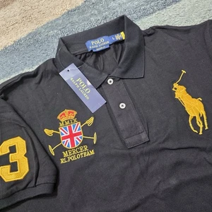 Polo Ralph Lauren Mercer Polo Team Camisa Negra Talla L Nuevo con Etiquetas Logo Bordado - Imagen 1 de 8