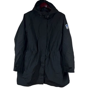 Lands End Squall Parka Womens 2X Black Hooded Wind & Waterproof Waist Cinch - Picture 1 of 10
