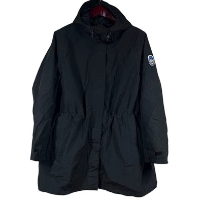 Lands End Squall Parka Womens 2X Black Hooded Wind & Waterproof Waist Cinch - Image 1 of 4