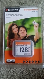 Kingston Technology CompactFlash Memory Card 128MB Old Square New In Box Y2K - Picture 1 of 2