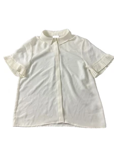 Vince Camuto Women's Off The Frid Ivory Collared Short Sleeve Blouse Top Size XL - Picture 1 of 5