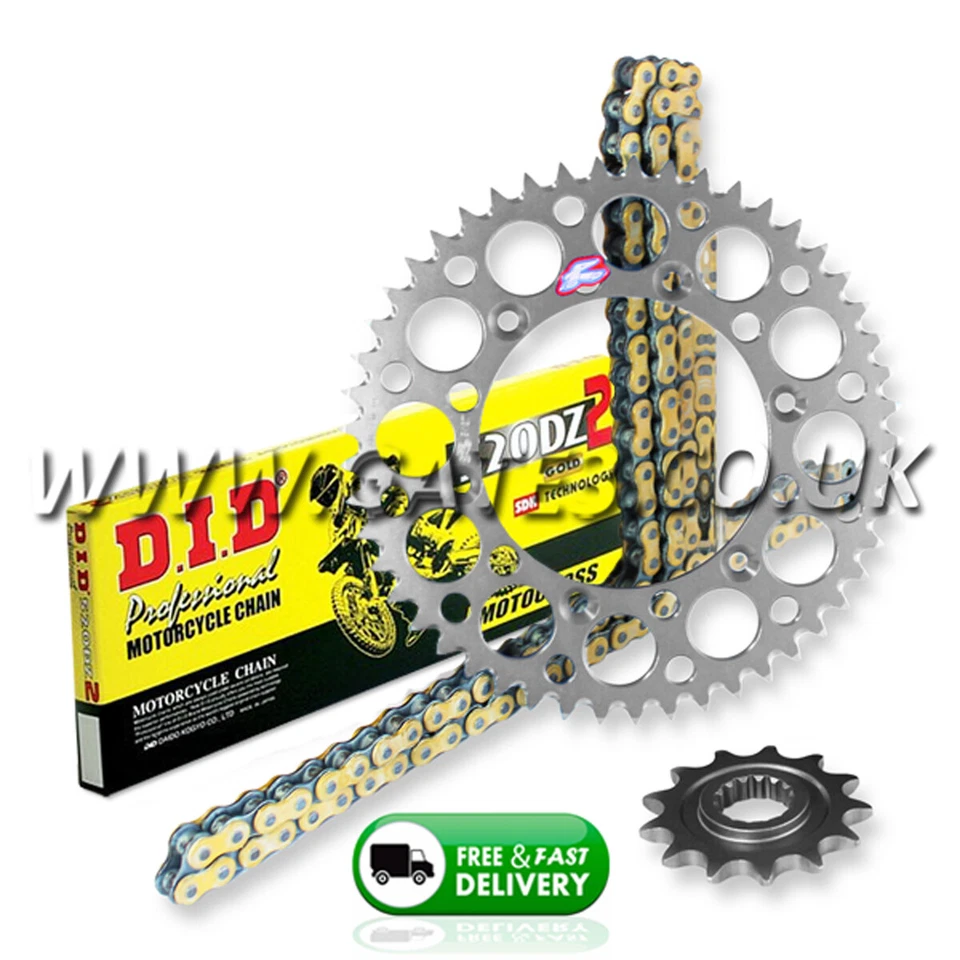 Suzuki RM125 1980-2012 DID 520 DZ2 Gold Chain and Sprockets Kit Silver Renthal - Image 1 of 1