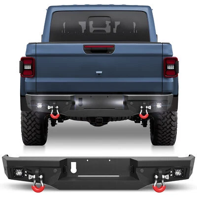 For Jeep Gladiator JT 2020-2025 Steel Rear Bumper with LED lights & Sensor Holes Foto 1 de 4