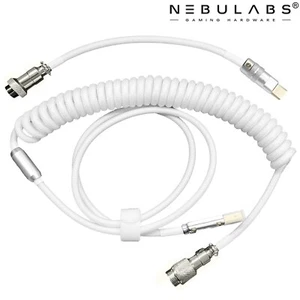Custom Coiled Aviator GX16 USB-C Mechanical Gaming Keyboard Cable 4ft - WHITE - Picture 1 of 8
