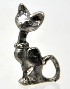Vtg Pewter Siamese Cat Kitten Figurine Miniature 1.5” High - Picture 1 of 2