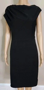 THML Anthropologie Womens Dress Medium Black Ruched Corporate Sheath Evening - Imagen 1 de 7