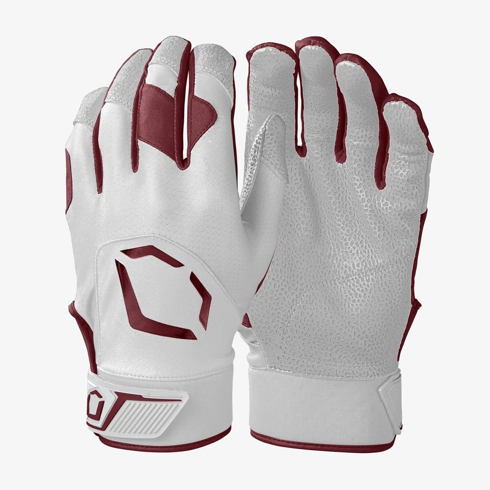 EvoShield White/Maroon Standout Batting Gloves Youth (Pair)