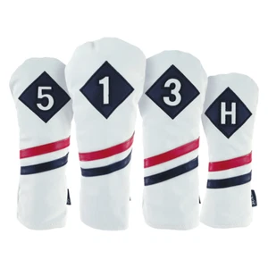 RAM GOLF PREMIUM VINTAGE STYLE PU LEATHER HEADCOVERS, RETRO WHITE - Picture 1 of 7
