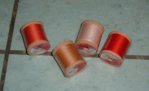 4 COATS SYLKO 100m MERCERISED COTTON - GLADIOLE RED - CORK - ORANGE - BEIGE NEW - Picture 1 of 3