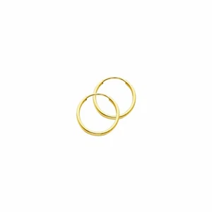 14K Yellow Gold Endless Round Hoop Earrings 1mm 12mm Polish Plain Tube Women Men - Picture 1 of 1