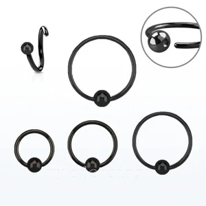 PAR Negro IP Acero Quirúrgico Bola Fija Cautiva Anillo Bola Oreja Labret Nariz Tabillo - Imagen 1 de 3
